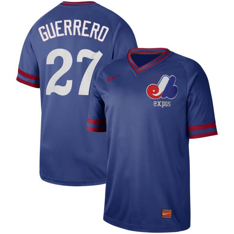 Men Montreal Expos #27 Guerrero Blue Nike Cooperstown Collection Legend V-Neck MLB Jersey->st.louis cardinals->MLB Jersey